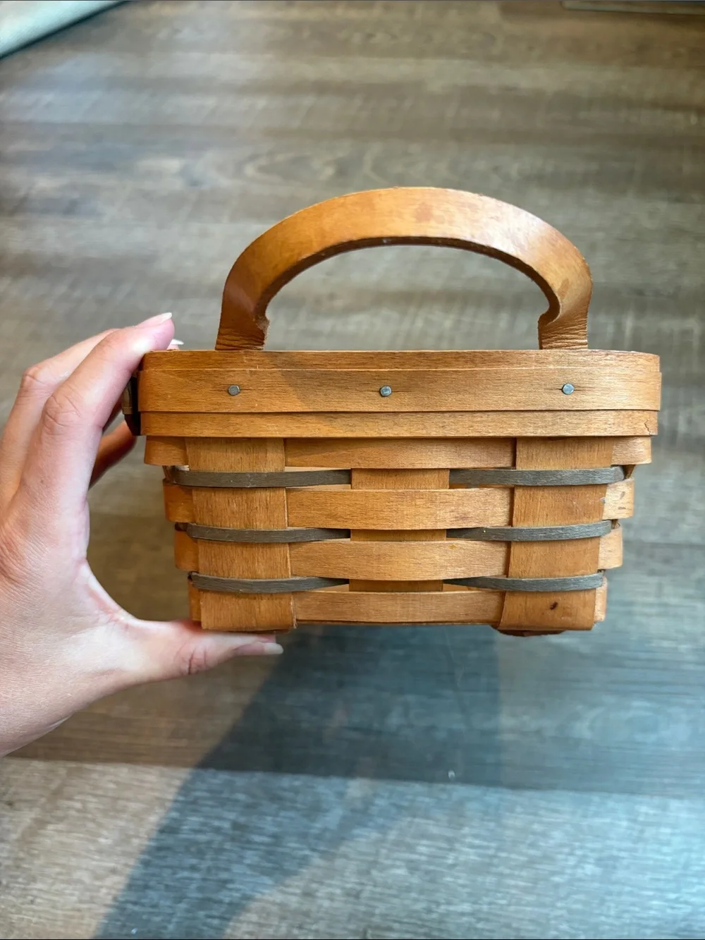 Longaberger Bread Basket Brown 14” Rectangular Basket with Handles 1991
